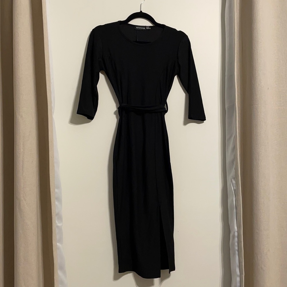 PLT Black formal 3/4 sleeve dress with small slit